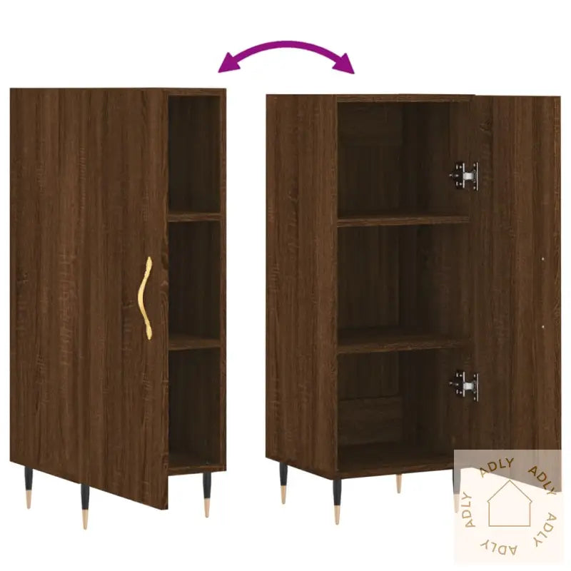 Skjenk Brun Eik 34,5X34X90 Cm Konstruert Tre