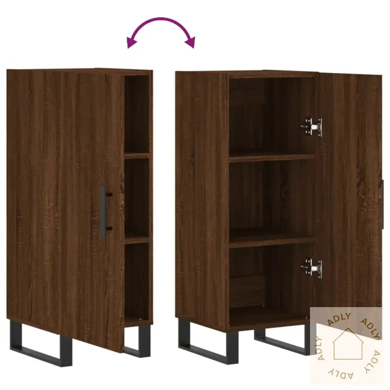 Skjenk Brun Eik 34,5X34X90 Cm Konstruert Tre