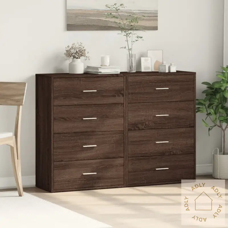 Skjenker 2 Stk Brun Eik 60X31X84 Cm Konstruert Tre