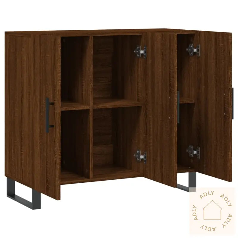 Skjenk Brun Eik 90X34X80 Cm Konstruert Tre