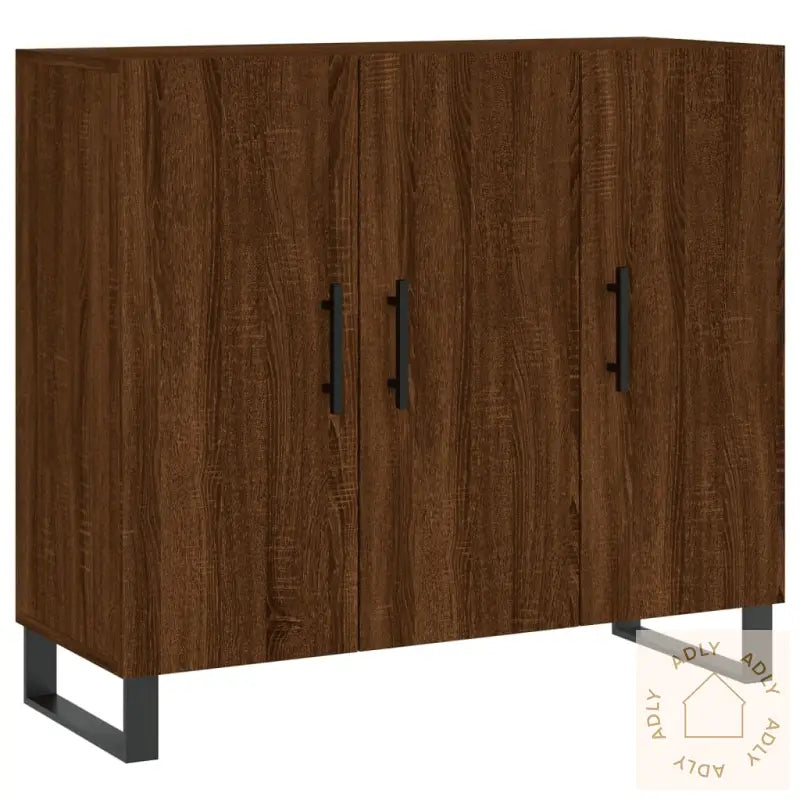 Skjenk Brun Eik 90X34X80 Cm Konstruert Tre