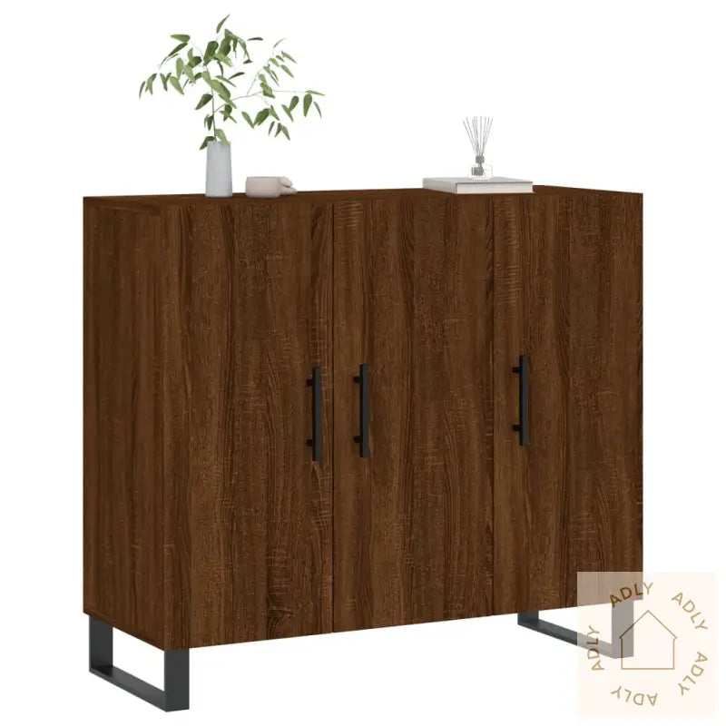 Skjenk Brun Eik 90X34X80 Cm Konstruert Tre