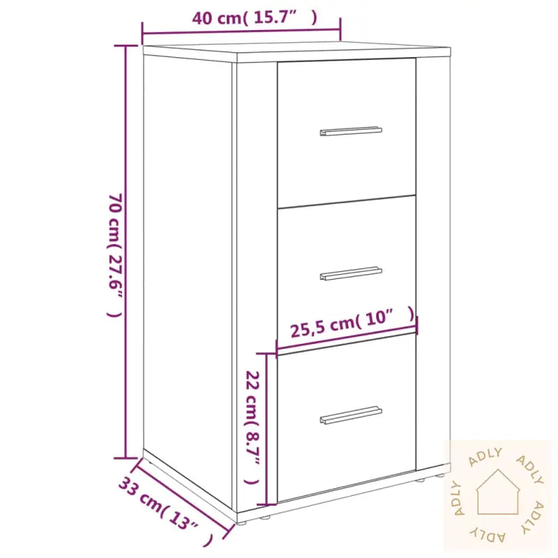 Skjenk Brun Eik 40X33X70 Cm Konstruert Tre