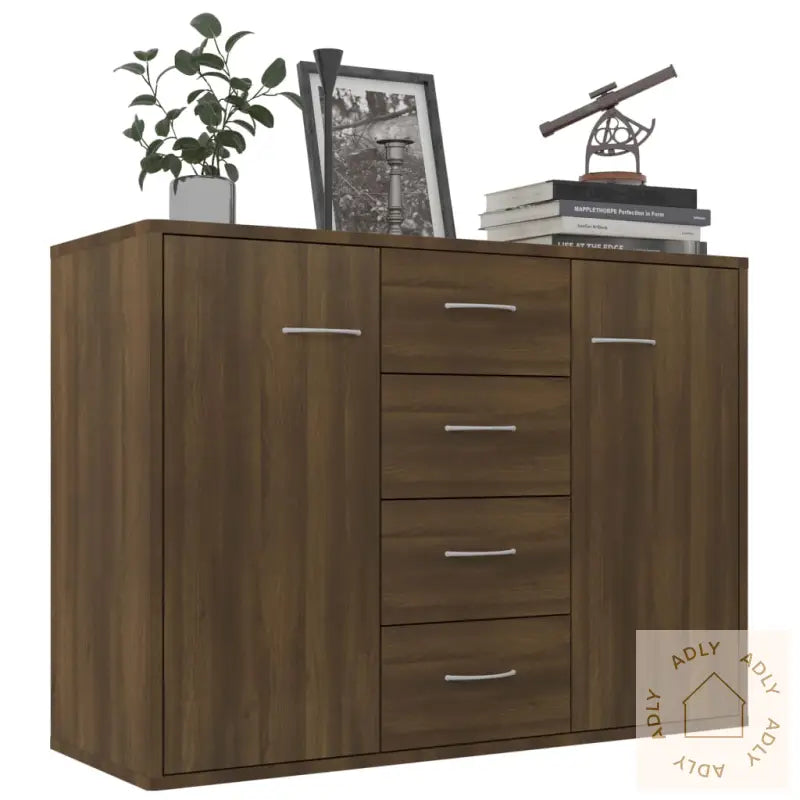 Skjenk Brun Eik 88X30X65 Cm Konstruert Tre