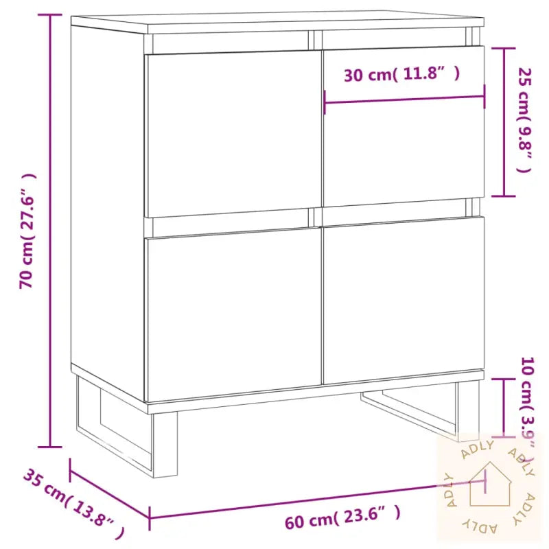 Skjenk Brun Eik 60X35X70 Cm Konstruert Tre