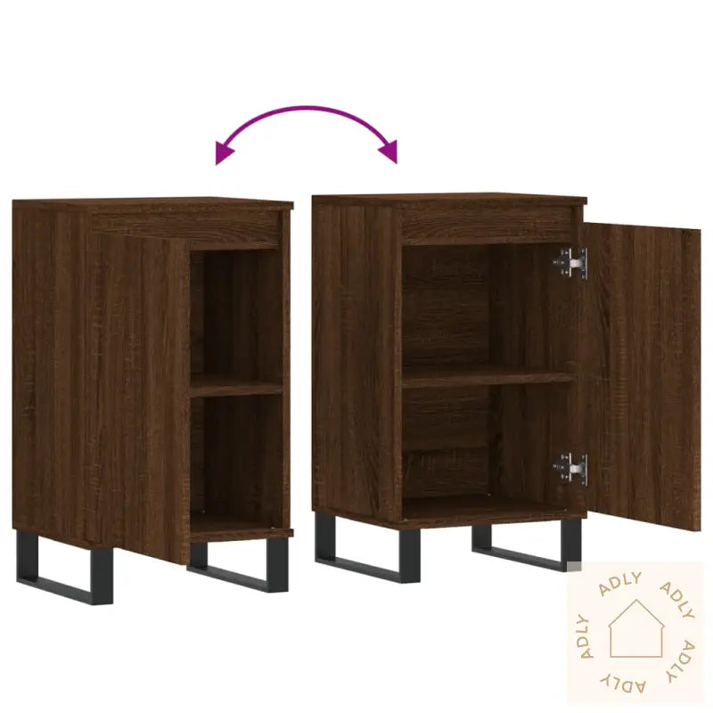 Skjenker 2 Stk Brun Eik 40X35X70 Cm Konstruert Tre