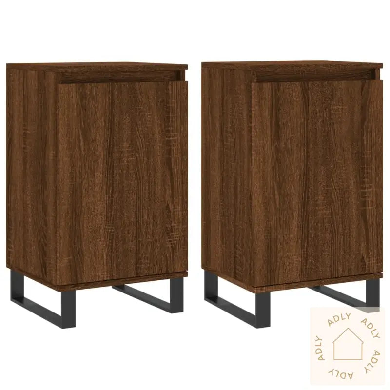 Skjenker 2 Stk Brun Eik 40X35X70 Cm Konstruert Tre