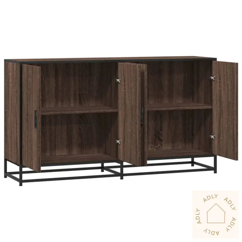 Skjenk Brun Eik 134X35X76 Cm Konstruert Tre