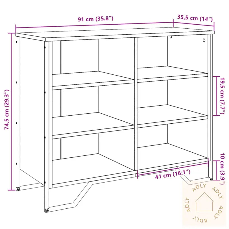 Skjenk Brun Eik 91X35,5X74,5 Cm Konstruert Tre