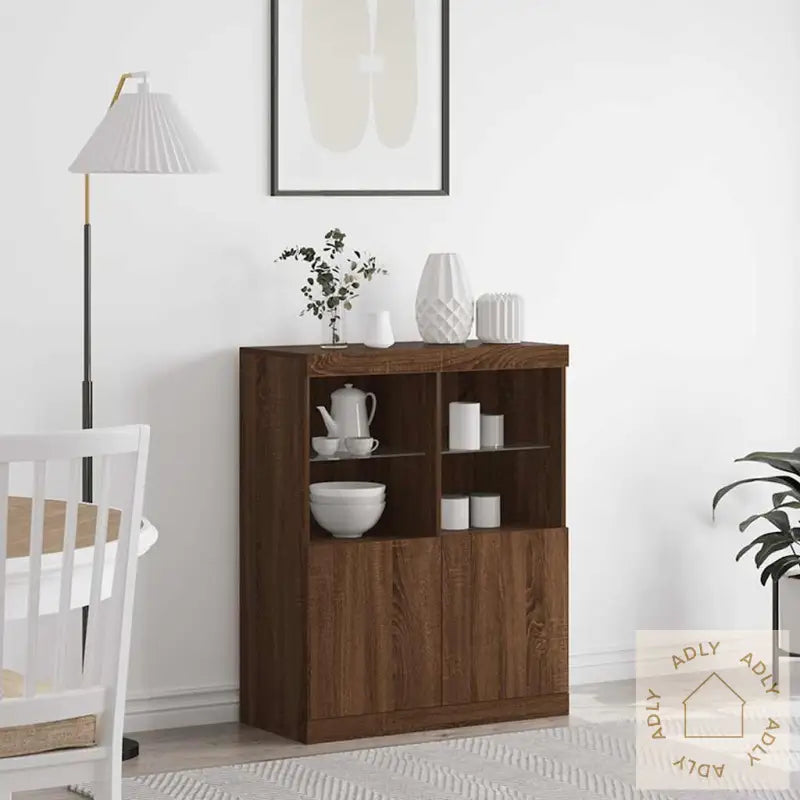 Skjenk Brun Eik 81X37X100 Cm Konstruert Tre
