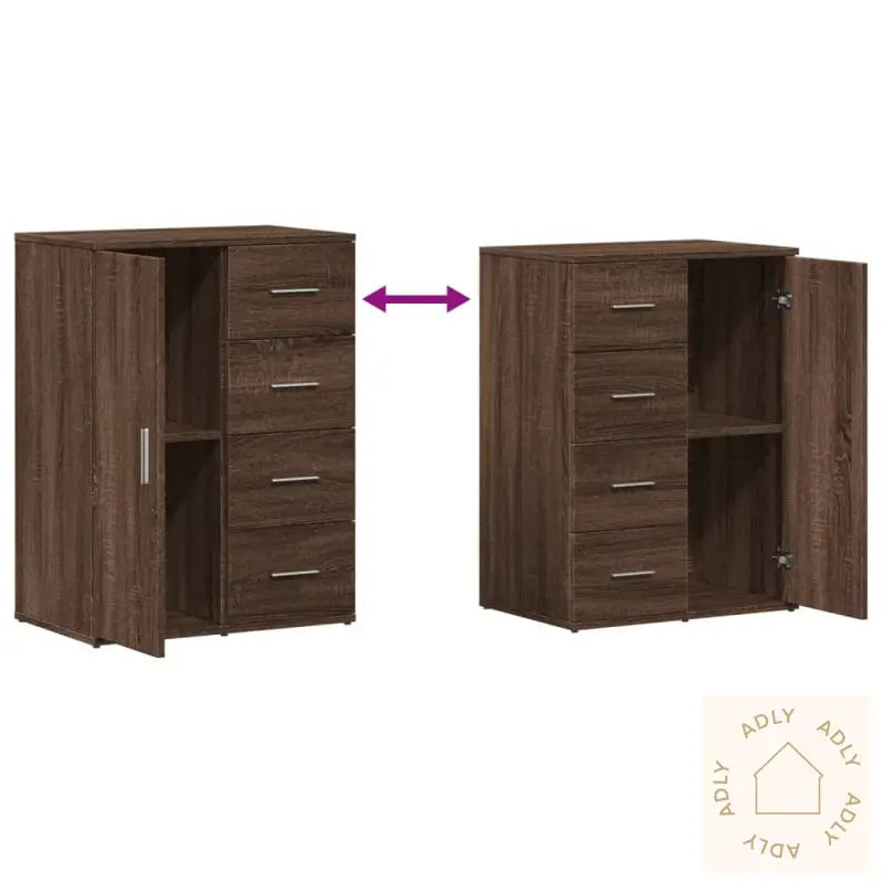 Skjenk Brun Eik 59X39X80 Cm Konstruert Tre