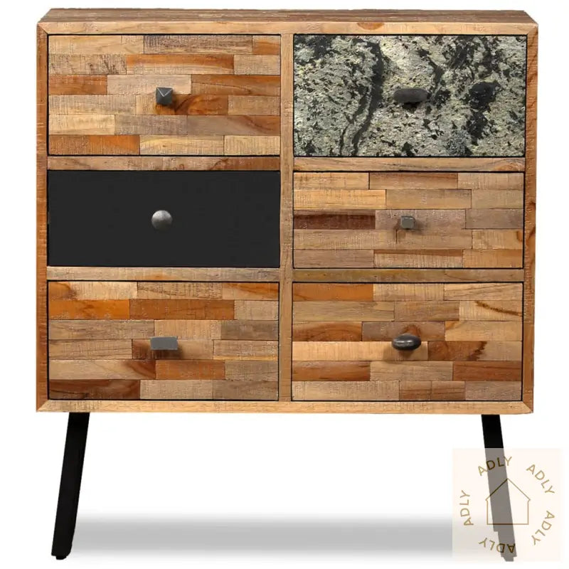 Sideskap Med 6 Skuffer Heltre Gjenvunnet Teak 70X30X76 Cm