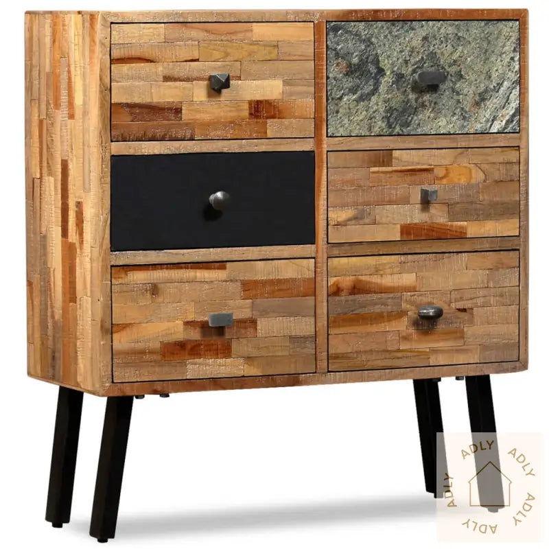 Sideskap Med 6 Skuffer Heltre Gjenvunnet Teak 70X30X76 Cm