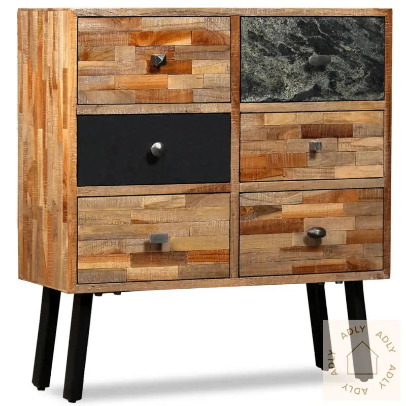Sideskap Med 6 Skuffer Heltre Gjenvunnet Teak 70X30X76 Cm