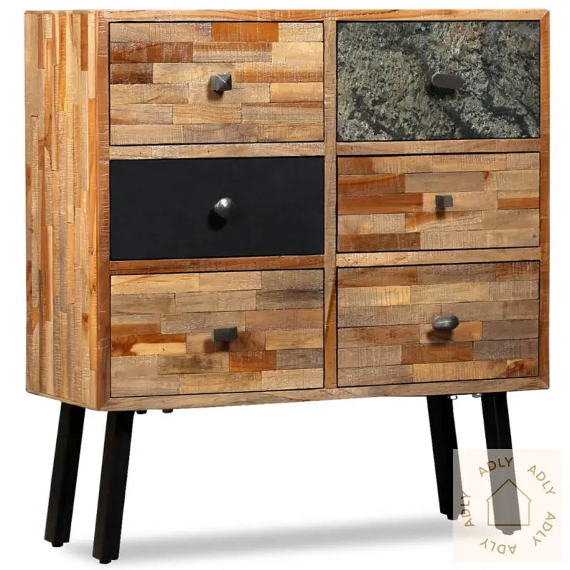 Sideskap Med 6 Skuffer Heltre Gjenvunnet Teak 70X30X76 Cm