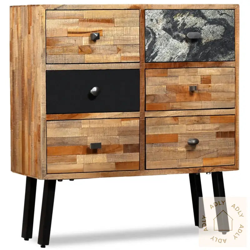Sideskap Med 6 Skuffer Heltre Gjenvunnet Teak 70X30X76 Cm