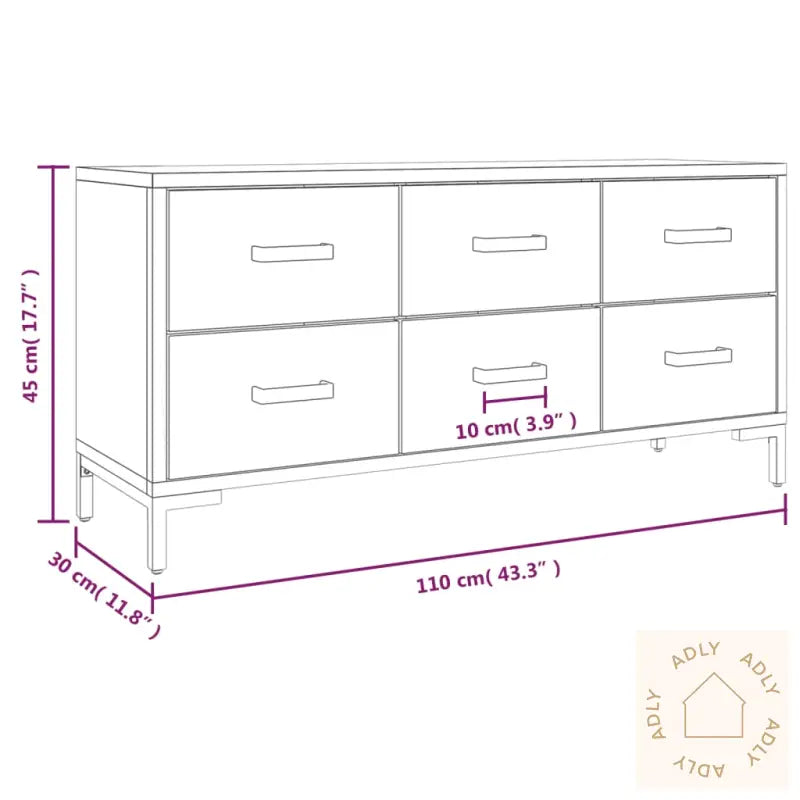 Skjenken Svart 110X30X45 Cm Heltre Furu