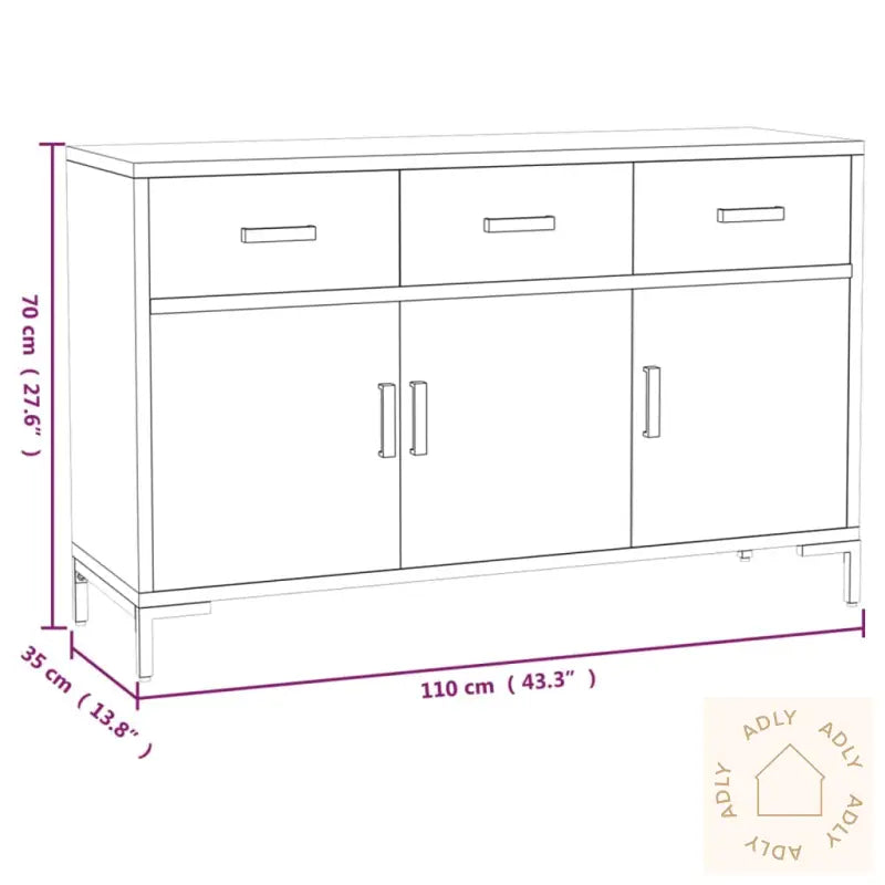 Skjenk Brun 110X35X70 Cm Heltre Furu