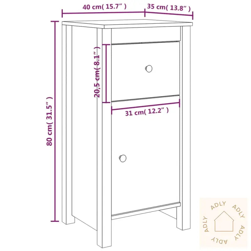 Skjenker 2 Stk 40X35X80 Cm Heltre Furu
