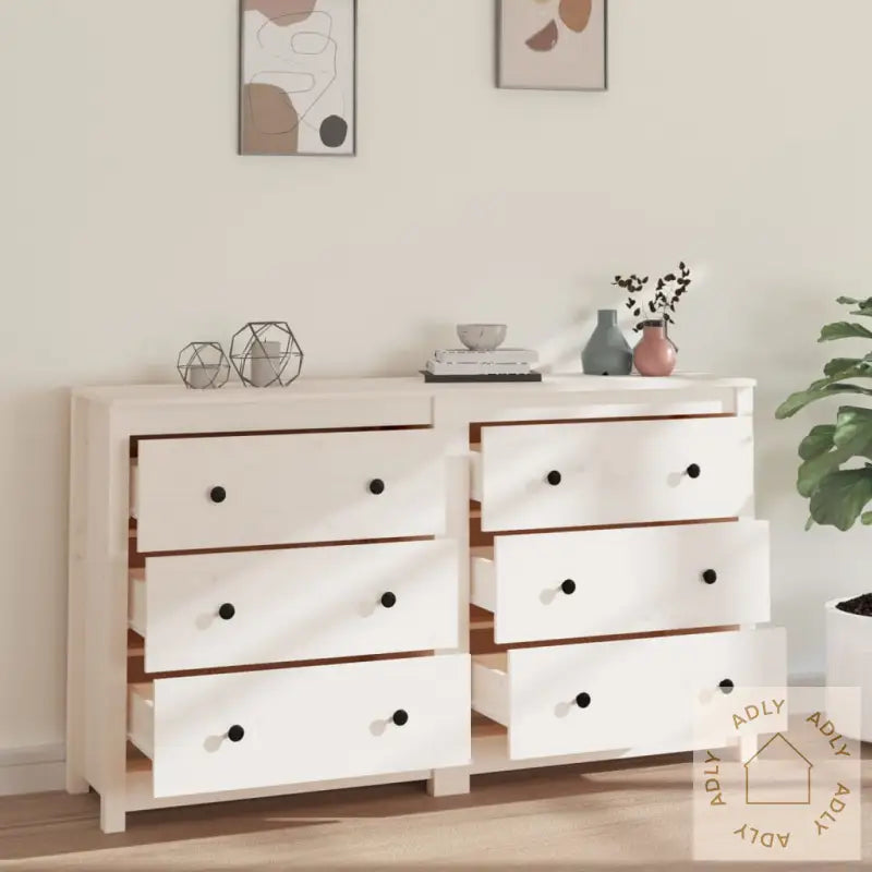 Skjenk Hvit 140X35X80 Cm Heltre Furu