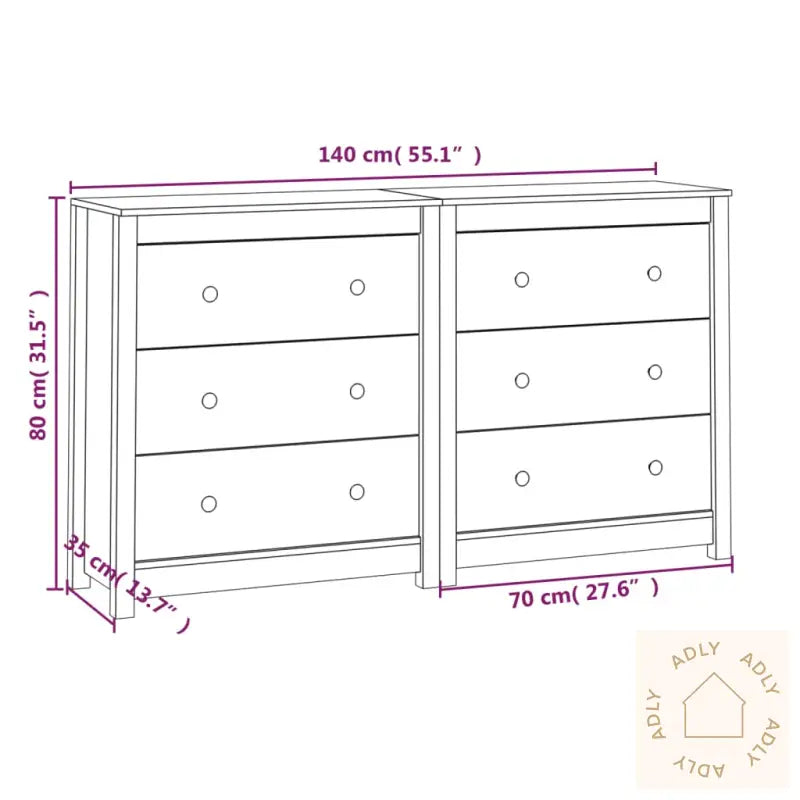 Skjenk Hvit 140X35X80 Cm Heltre Furu