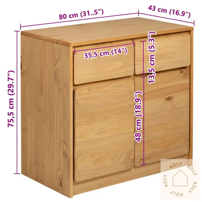 Skjenk Sauda Eik 80X43X75,5 Cm Heltre Furu