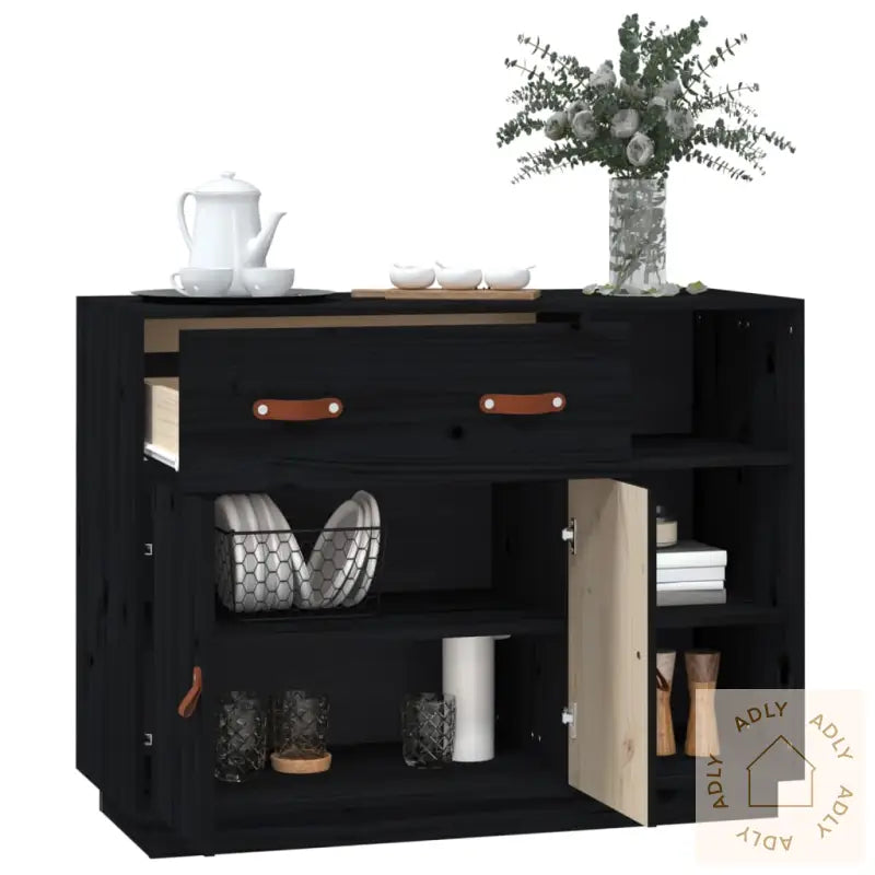 Skjenk Svart 98,5X40X75 Cm Heltre Furu