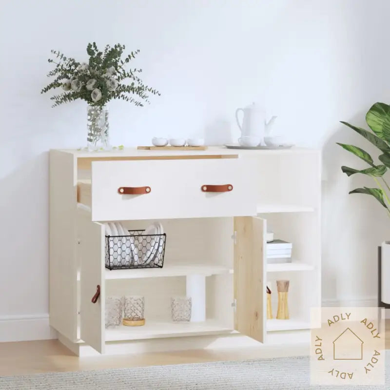 Skjenk Hvit 98,5X40X75 Cm Heltre Furu