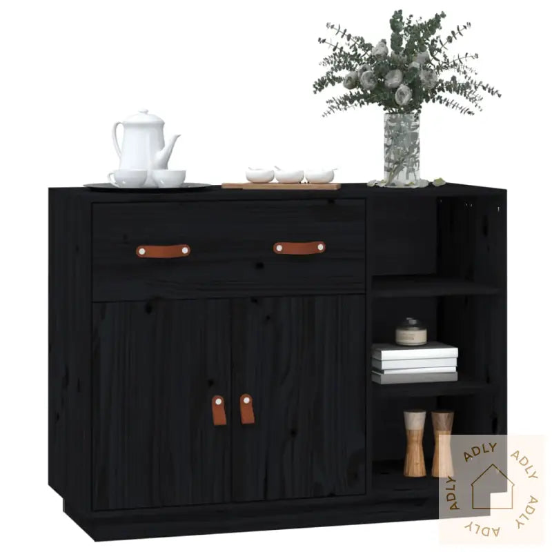 Skjenk Svart 98,5X40X75 Cm Heltre Furu