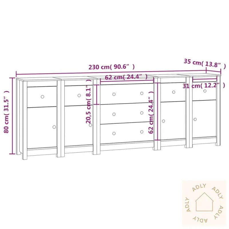 Skjenk 230X35X80 Cm Heltre Furu