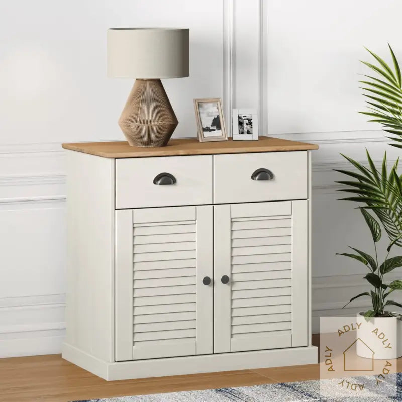 Skjenk Med Skuffer Vigo 78X40X75 Cm Hvit Heltre Furu