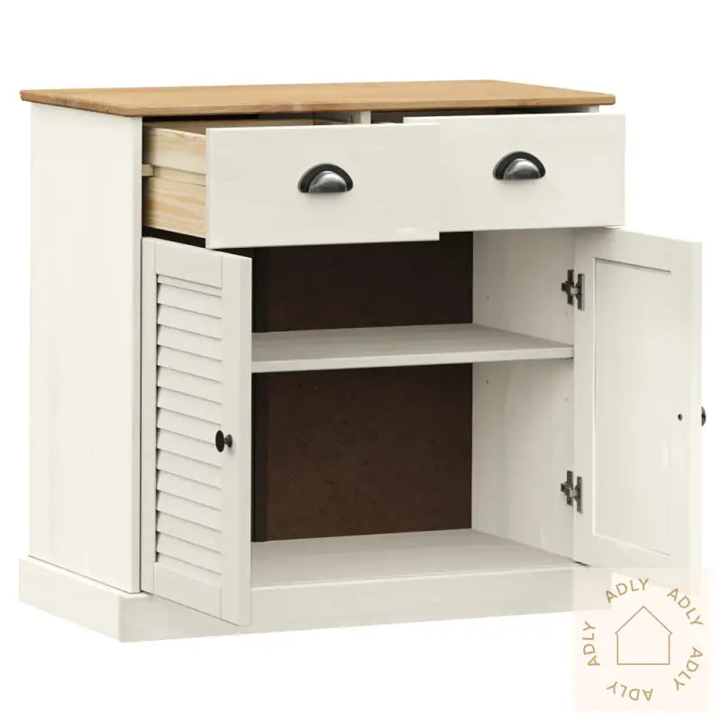 Skjenk Med Skuffer Vigo 78X40X75 Cm Hvit Heltre Furu