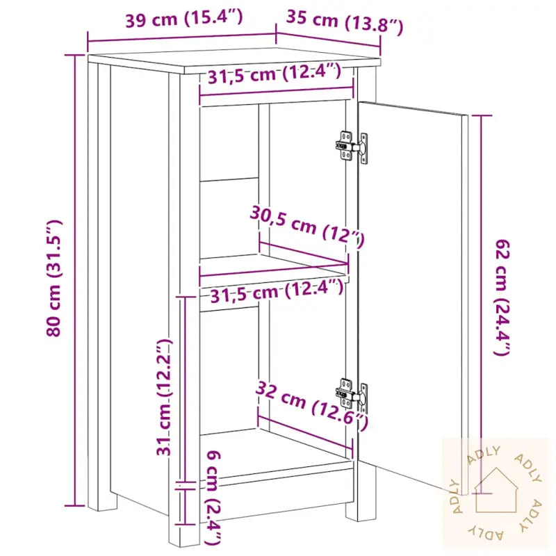 Skjenk Honningbrun 39X35X80 Heltre Furu