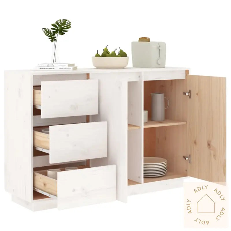 Skjenk Hvit 111X34X75 Cm Heltre Furu