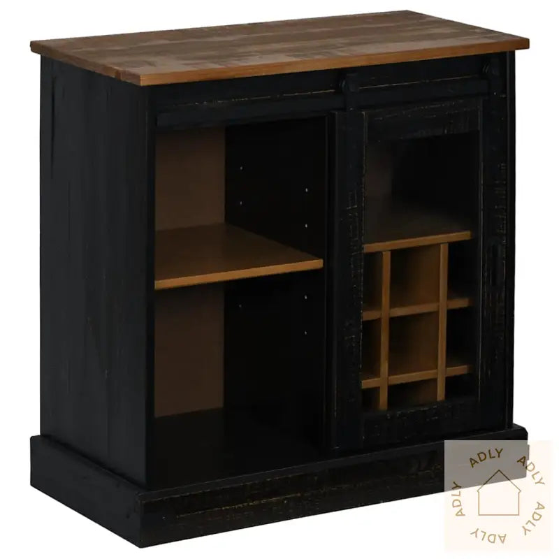 Skjenk Halden Med Skyvedør Svart 80X40X80 Cm Heltre