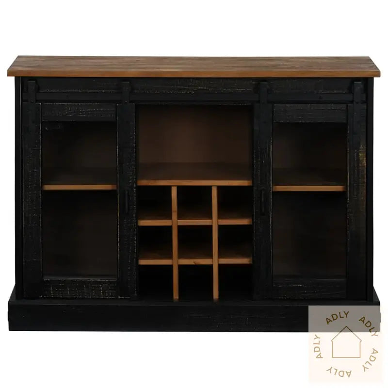 Skjenk Halden Med 2 Skyvedører Svart 112X40X80 Cm Heltre