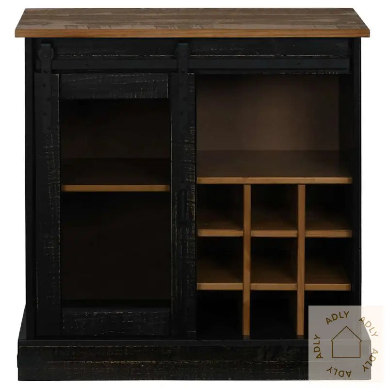 Skjenk Halden Med Skyvedør Svart 80X40X80 Cm Heltre