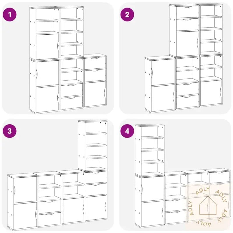 Sideskap 5 Stk Odda Hvit 40X24X79 Cm Heltre Furu