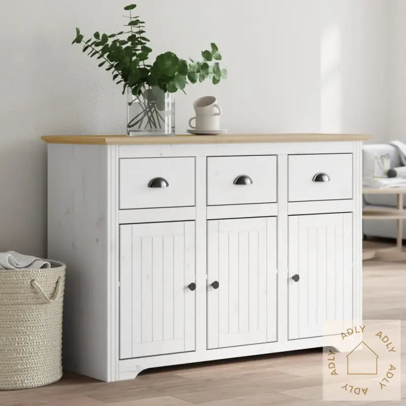 Bokhylle Bodo Hvit Og Brun 115,5X44X80 Cm Heltre Furu