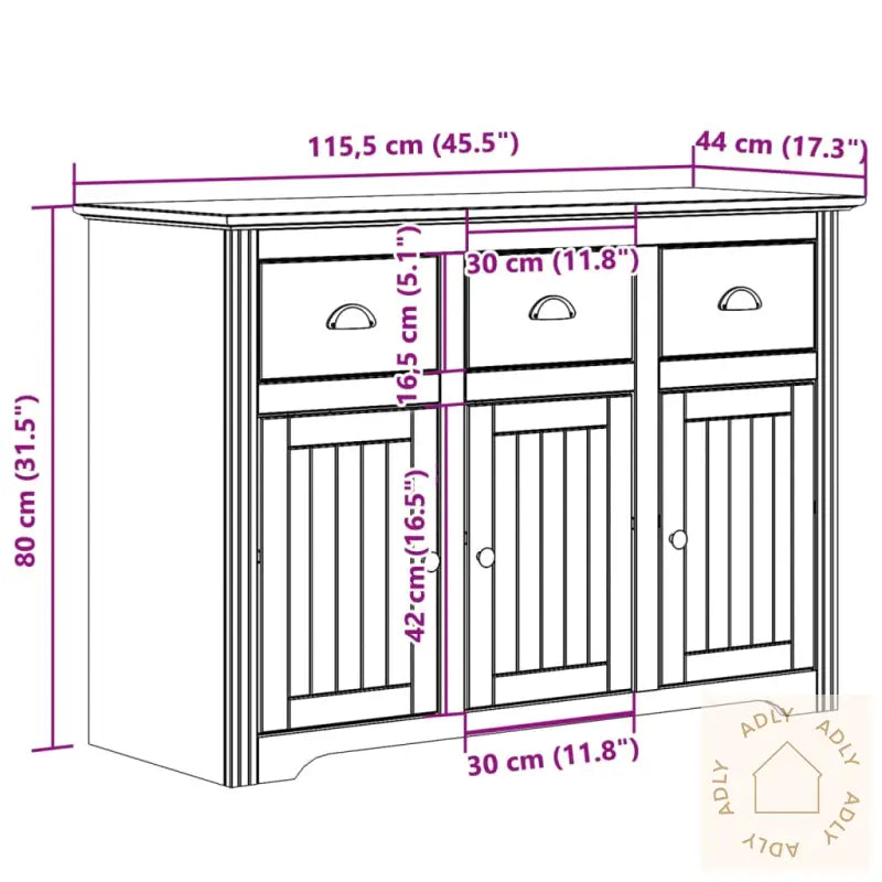 Garderobe Bodo Hvit 115,5X44X80 Cm Heltre Furu