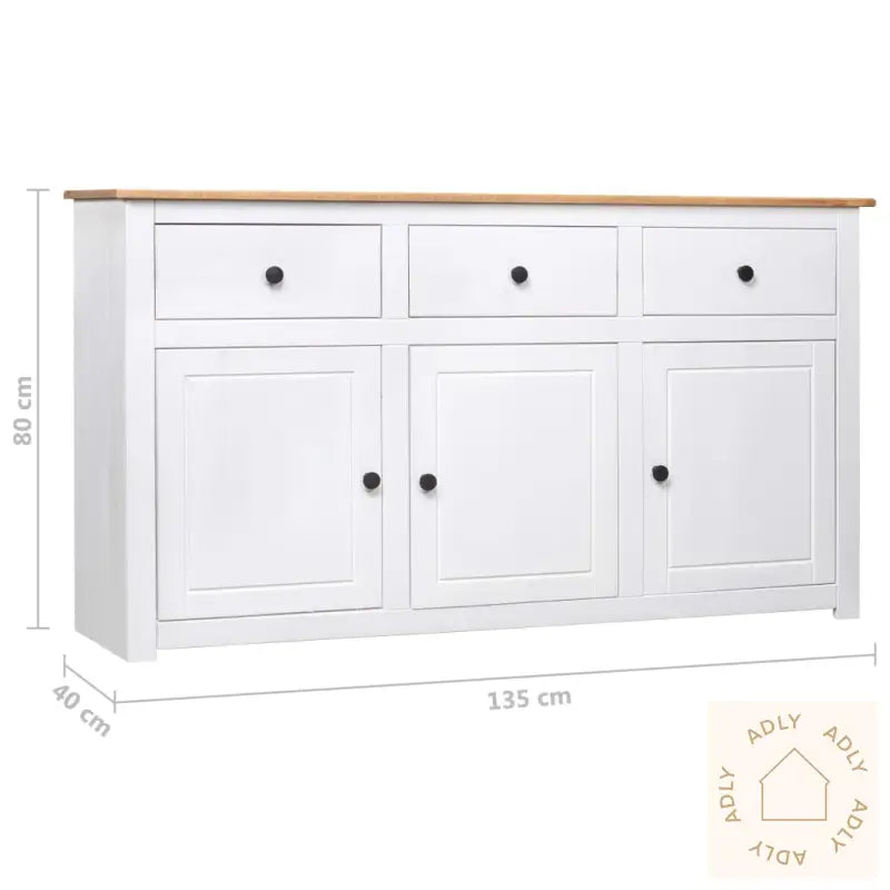 Skjenk Hvit 135X40X80 Cm Heltre Furu Panama Range