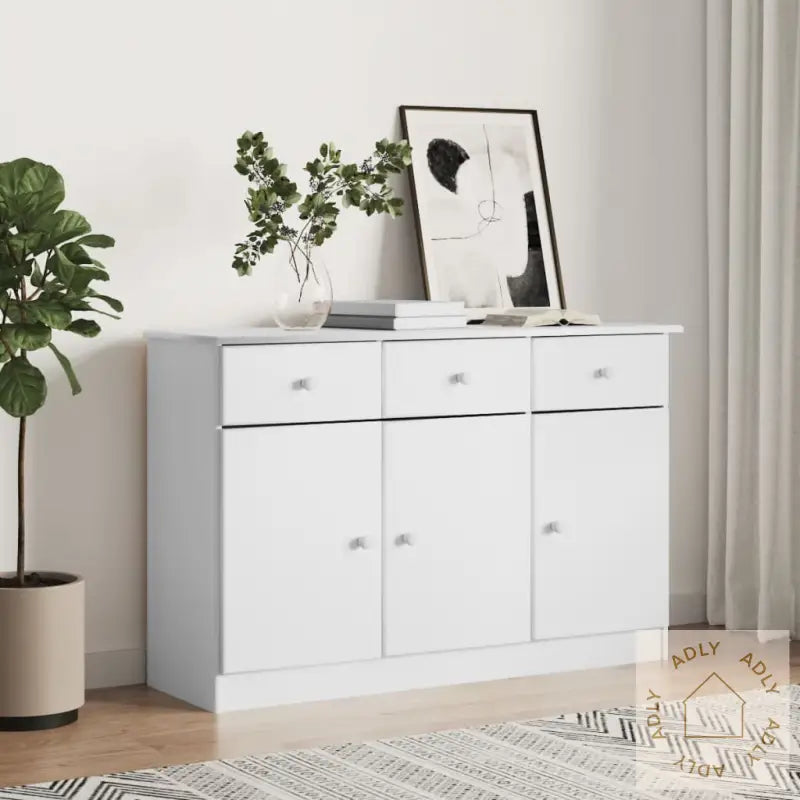 Skjenk Alta Hvit 112X35X73 Cm Heltre Furu
