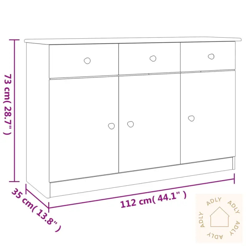 Skjenk Alta Hvit 112X35X73 Cm Heltre Furu
