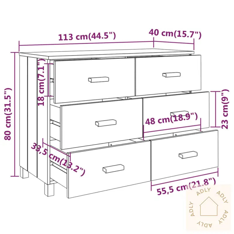 Skjenk Hamar Hvit 113X40X80 Cm Heltre Furu