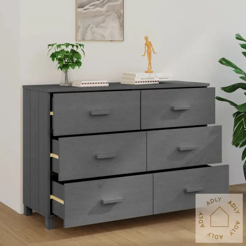 Skjenk Hamar Mørkegrå 113X40X80 Cm Heltre Furu