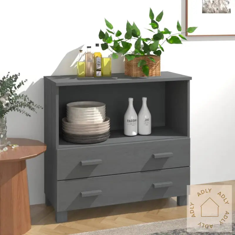 Skjenk Hamar Mørkegrå 85X35X80 Cm Heltre Furu