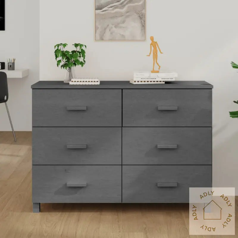 Skjenk Hamar Mørkegrå 113X40X80 Cm Heltre Furu