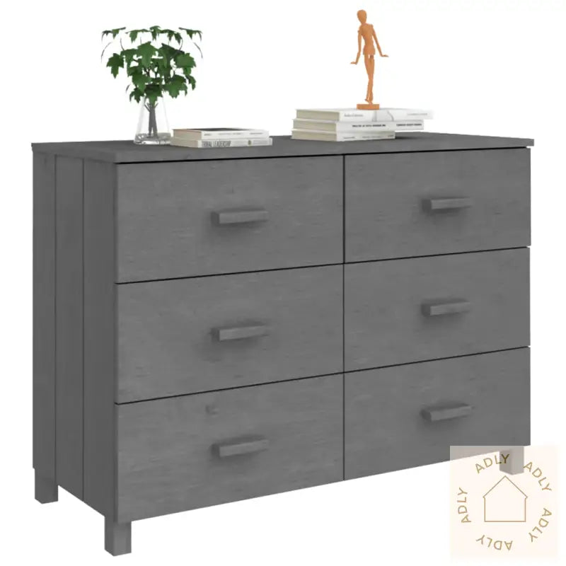 Skjenk Hamar Mørkegrå 113X40X80 Cm Heltre Furu