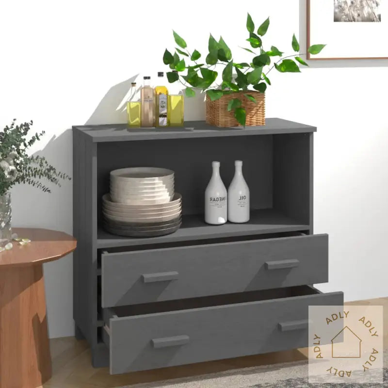 Skjenk Hamar Mørkegrå 85X35X80 Cm Heltre Furu