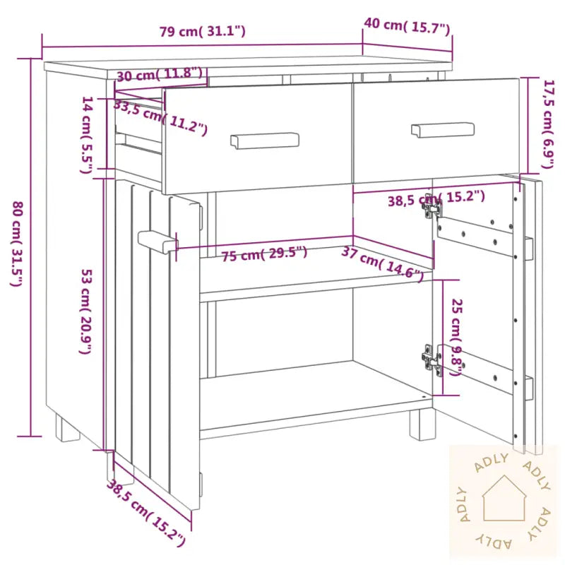 Nattbord Hamar Honningbrun 79X40X80 Cm Heltre Furu